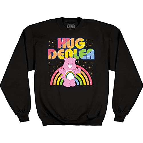Ripple Junction Care Bears Cheer Bear Hug Dealer Cartoon Adult Unisex Crew Neck Sweatshirt Officially Licensed Medium Black