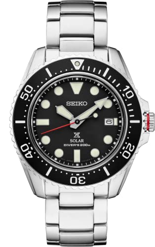 SEIKO SNE589 Automatic Solar Dive Watch for Men - Prospex Collection - Black Dial with Luminous Markers - Stainless Steel - Water Resistant 200M