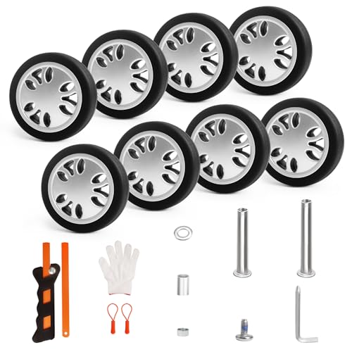 ASUNTOM Luggage Wheels Replacement Set 8PCS PVC Rubber for Spinner Suitcase Trolley Bag Drawbar Travel Box