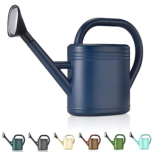 Watering Can 1 Gallon for Indoor Plants, Garden, Outdoor Plant House Flower, Gallon Large Long Spout with Sprinkler Head (Blue)