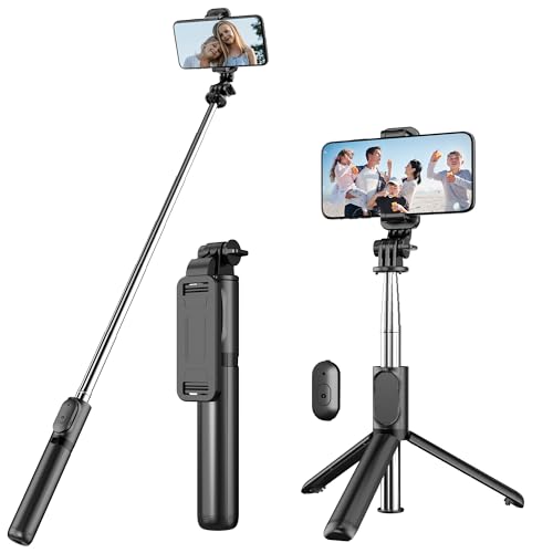Selfie Stick Tripod with Detachable Wireless Remote, 4 in 1 Extendable Portable Selfie Stick & Phone Tripod Stand Compatible with Gopro, iPhone/Samsung/Huawei