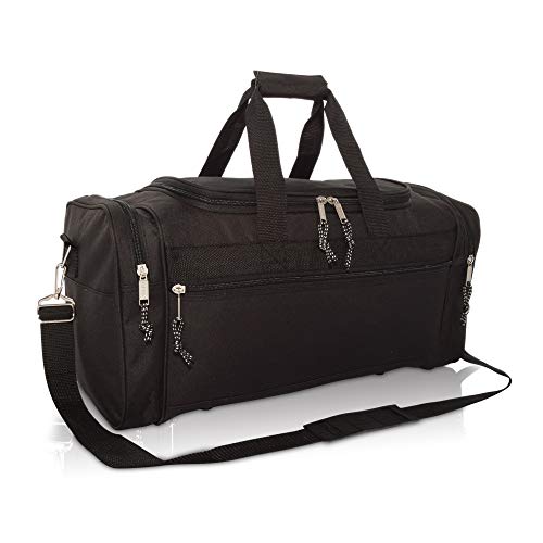 DALIX 21' Blank Sports Duffle Bag Gym Bag Travel Duffel Adjustable Strap in Black