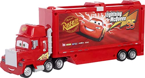 Mattel Disney and Pixar Cars Track Talkers Toy Truck, Chat & Haul Mack Hauler with Lights & Sound, Stores 2 Cars, 17 inch