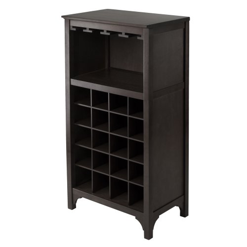 Winsome Ancona 37.52-inch x 19.09-inch x 12.6-inch 20-Bottle Modular Wine Cabinet With Glass Rack, Dark Espresso (92729)