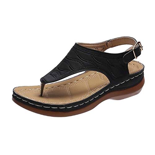 Women's Wide Width Flat Slides Sandals, Slide Sandal Slip on Dressy Summer Shoes Thong Sandal Comfort Lightweight Slides Black_14, 9.5-10