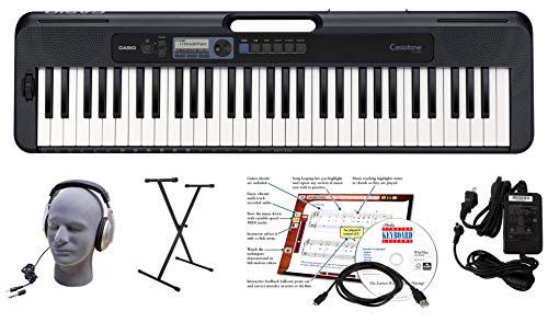 Casio CT-S300 61-Key Premium Keyboard Package with Headphones, Stand, Power Supply, 6-Foot USB Cable and eMedia Instructional Software (CAS CTS300 EPA), Black