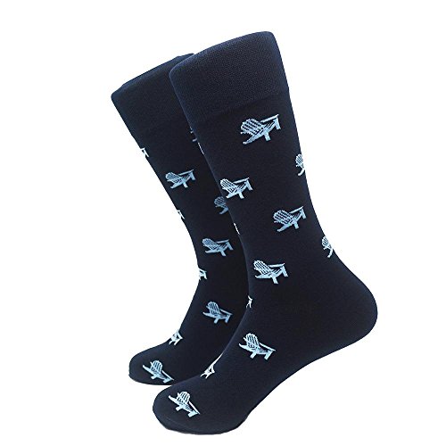 SummerTies Adirondack Chair Mens Dress Socks - Blue on Navy