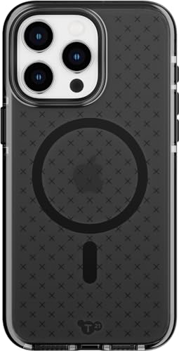 Tech21 Evo Check case for iPhone 15 Pro Max - Compatible with MagSafe - Impact Protection Case - Smokey/Black