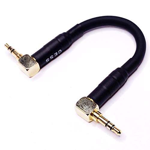 CNCESS CESS-067 Short 3.5mm Audio Shielded Patch Cable for Stacking DAP and Amplifier, Right-Angle 3-Inch