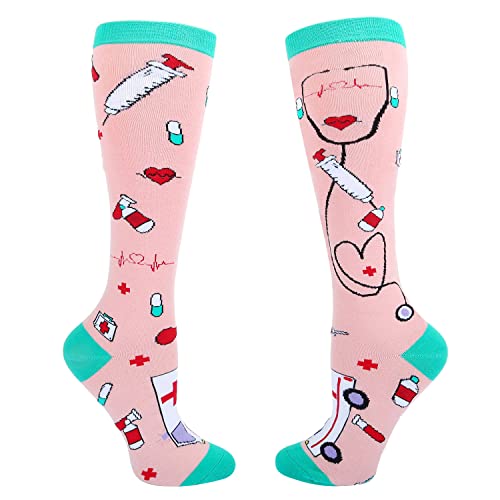Zmart Funny Knee High Socks Nurse Socks Women Doctor Socks Medical Socks, Nursing Student Gifts Medical Assistant Gifts Nurse Gifts CNA Gifts