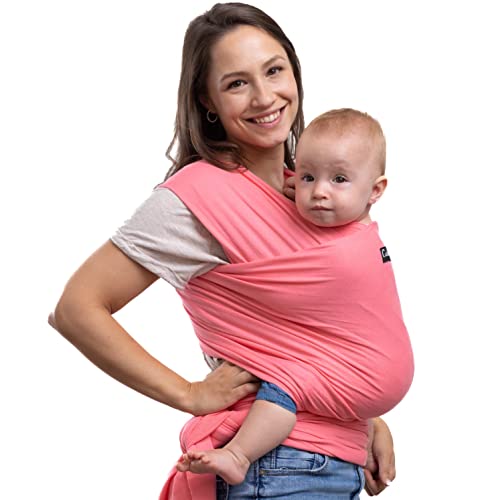 CuddleBug Baby Wrap Sling + Carrier - Newborns & Toddlers up to 36 lbs - Hands Free - Gentle, Stretch Fabric - Ideal for Baby Showers - One Size Fits All (Pink)