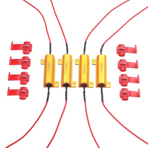 Aaron 4Pcs 50W 6ohm Load Resistors - Fix LED Bulb Fast Hyper Flash Turn Signal Blink Error Code (Resistors get very hot during working)