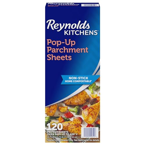 Reynolds Kitchens Pop-Up Parchment Paper Sheets, 10.7x13.75 Inch, 120 Sheets