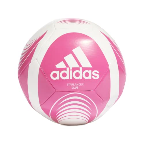 adidas Unisex Starlancer Club Soccer Ball, White/Shock Pink, 5