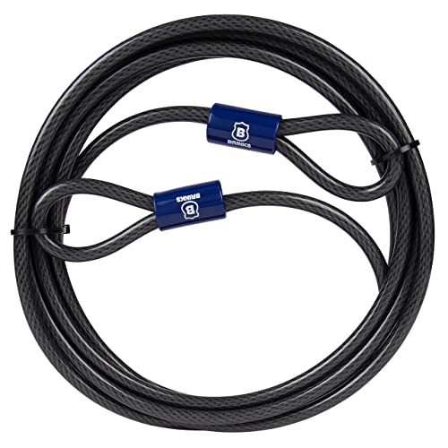 BRINKS - 15 ft x 3/8' Flexible Steel Loop Cable - Heavy Duty Vinyl Wrap for Corrosion Protection