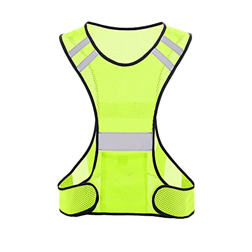 TCCFCCT Reflective Running Vest for Men Women, High Visibility Safety Vest with Large Pocket, Lightweight Reflective Running Gear for Motorcycling, Cycling, Jogging, Adjustable Waist, Yellow