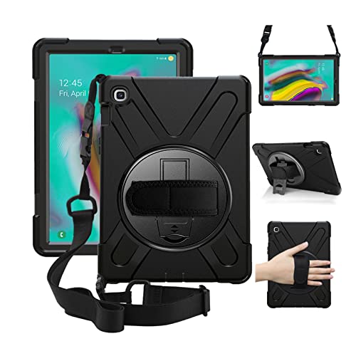 ZenRich Galaxy Tab S5e Case 2019, zenrich SM-T720/T725/T727 Heavy Duty Shockproof Rugged Case with Rotatable Stand Hand Strap and Shoulder Belt for Samsung Galaxy Tab S5e 10.5 inch 2019 Tablet-Black