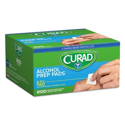 Curad Alcohol Prep Pads, 70% Alcohol, 1000 Count (5 Boxes 200 CT/EA)