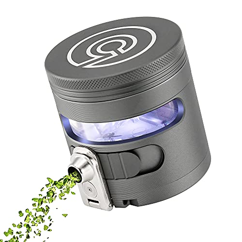 Tectonic9 Herb Grinder Automatic Electric Herbal Spice Dispenser Large 2.5' Aluminum Alloy (Grey), for HOME & KITCHEN ONLY