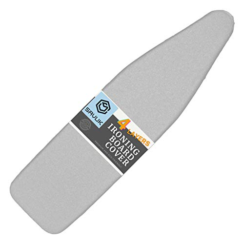 Ironing Board Cover and Pad Standard Size Silicone Coated 4 Layers 15x54 inch Extra Heavy Duty Thick Padding, Heat Reflective, Non Stick Scorch and Stain Resistant, Elastic Edge (Silver)