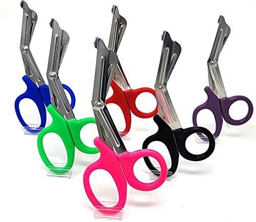 Set of 6 Trauma Paramedic EMT Shears Scissors 7.25'- Made of Premium Quality Stainless Steel - Ideal Gift for EMT, Nurses doctors Firefighter and more Multi Color
