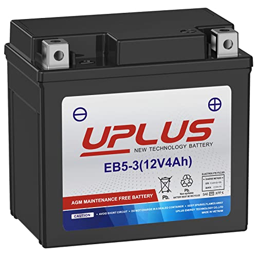 UPLUS YTX5L-BS AGM Battery, EB5-3 Maintenance Free 12V 4Ah SLA Batteries Scooter ATV Motorcycle Battery, Replacement for GTX5L-BS, ETX5L-BS, CTX5L-BS, BTX5L-BS, PTX5L-BS, AGM12-5