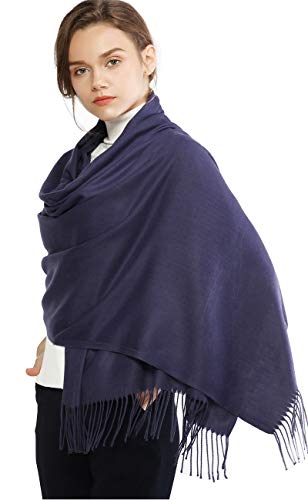 RIIQIICHY Scarfs for Women Winter Navy Pashmina Shawls and Wraps for Evening Dresses Warm Large Scarves Wedding Shawl