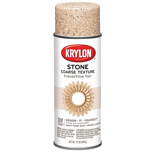 Krylon K18203 Coarse Stone Texture Finish Spray Paint, Travertine Tan, 12 Ounce