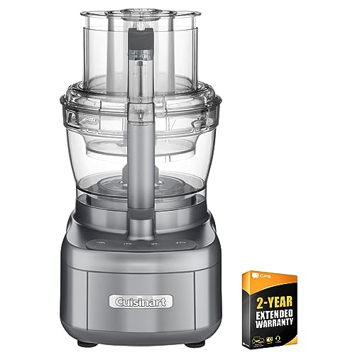 Cuisinart FP-2GM Elemental Food Processor with 11-Cup and 4.5-Cup Workbowls, Gunmetal Bundle with 2 YR CPS Enhanced Protection Pack