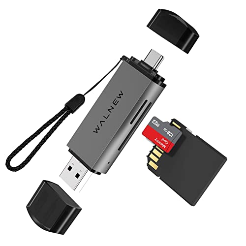 SD Card Reader, WALNEW USB 3.0 and USB-C to SD/TF Memory Card Adapter for Mac,MacBook,Computer/PC,Laptop,iPad 10,iPhone 15 Pro/Max,Samsung Galaxy Android Phone,Support UHS-I SDHC/SDXC/MicroSD