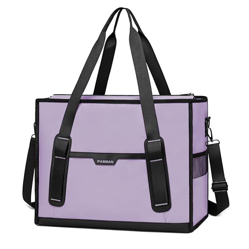 PASMAN Utility Tote Bag for Women,Teacher tote Bag with bottom support panel, work tote bags for women, nurse bag(Purple)