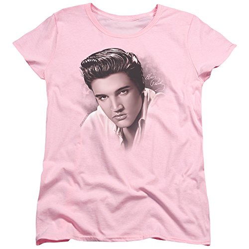 Trevco Elvis Presley The Stare Women's T Shirt, X-Large Pink