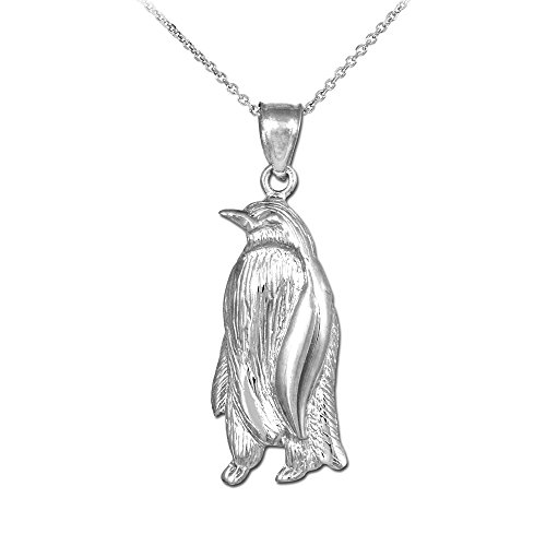 Animal Kingdom 925 Sterling Silver High Polish Charm Emperor Penguin Pendant Necklace, 18'
