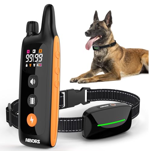 Dog Shock Collar - 3300FT Dog Training Collar with Remote, Wireless IP67 Waterproof for 60-100 lbs Dogs, Rechargeable e Collar with 3 Training Modes Beep, Vibration, Safe Shock, for Small Large Dogs