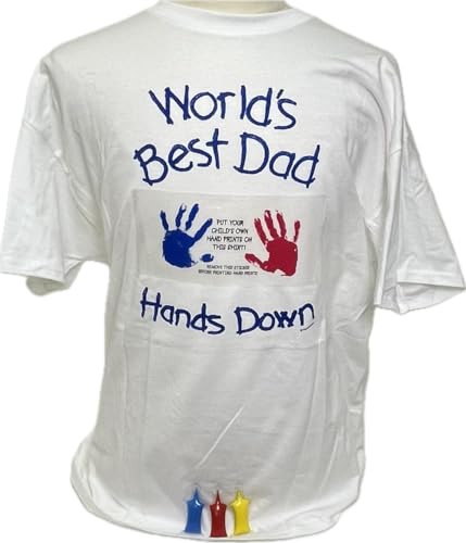 HandiPrints World's Best Dad T-Shirt with Paint - Hand Prints for Family (X-Large, White)