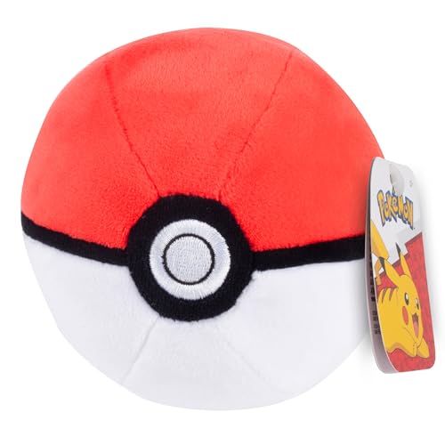 Pokémon 5' Poke Ball Plush - Officially Licensed - Generation One Pokeball - Quality Soft Stuffed Toy with Weighted Bottom - Gotta Catch 'Em All - Gift for Kids, Boys, Girls & Fans of Pokemon