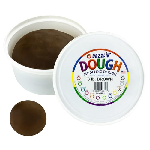 Hygloss Products Kids Unscented Dazzlin’ Modeling Dough - Non-Toxic - 3lb - Brown - 1 Piece