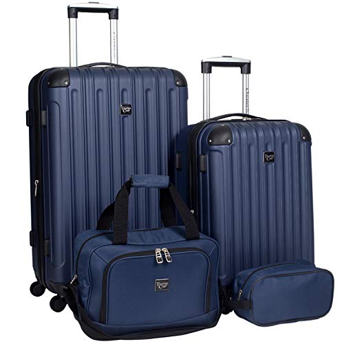 Travelers Club Midtown Hardside 4-Piece Luggage Travel Set, Expandable, Navy Blue