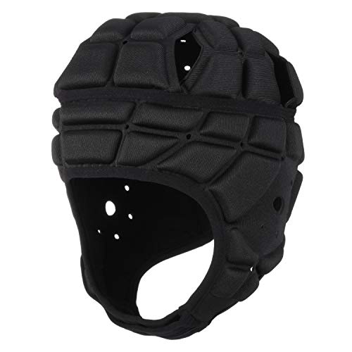 Surlim Rugby Soft Helmet Soccer Headgear Scrum Cap 7v7 Flag Football Headguard for Adult Large (Black)
