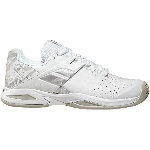 Babolat Junior Propulse Wimbledon All Court Tennis Shoes, White/Silver (Kids' US Size 2.5)