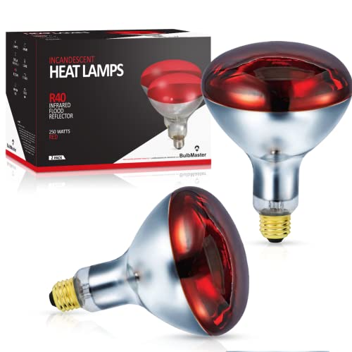 BULBMASTER Heat lamp Flood Light Bulbs Infrared Reflector Incandescent Medium E26 Base (250W/R40/RED/2PK)