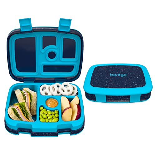 Bentgo Kids 5-Compartment Lunch Box - Confetti Design for School, Ideal for Ages 3-7, Leak-Proof, Drop-Proof, Dishwasher Safe, & Made with BPA-Free Materials (Confetti Edition - Abyss Blue)