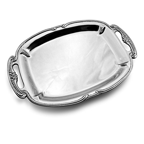 Wilton Armetale Belle Mont Rectangular Handled Serving Tray, 18-Inch-by-12-Inch, Silver -, Large