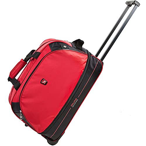 OIWAS Rolling Duffle Bag with Wheels Small Luggage with Wheels 22 inch Carry On Travel Wheeled Duffle Bag Tote Weekend Overnight Expandable 45L to 55L Women Men Red