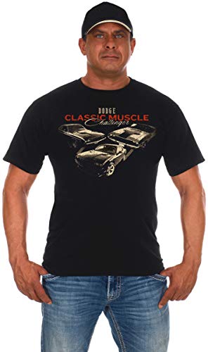JH DESIGN GROUP Men's Dodge Challenger T-Shirt Classic Muscle Short Sleeve Shirt (X-Large, Black)