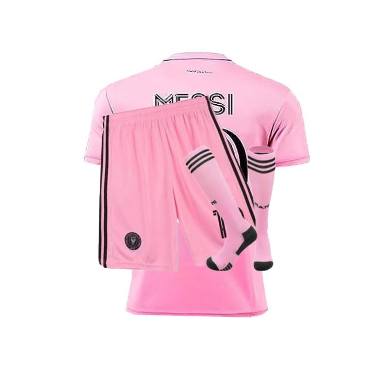 CHEYUAN Black Pink 3 Pieces Set Jersey for Kids Soccer Jersey for Boys Girls Youth Football Jersey（9-10 years）