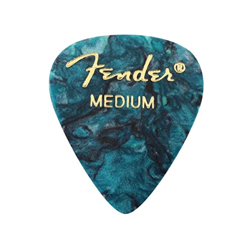 Fender Premium Celluloid Guitar Picks, 351 Shape, Ocean Turquoise, Guitar Picks Medium, Pack of 12