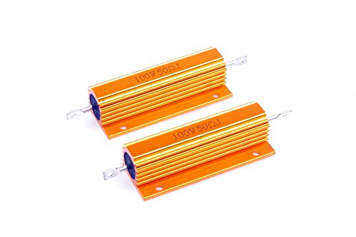 LM YN 100 Watt 50 Ohm 5% Wirewound Resistor Electronic Aluminium Shell Resistors Gold (Pack of 2)