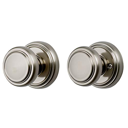 Baldwin Alcott, Interior Passage Door Knob for Hallway/Closet/Rooms, Non-Locking Door Handle With Microban Protection, in Satin Nickel