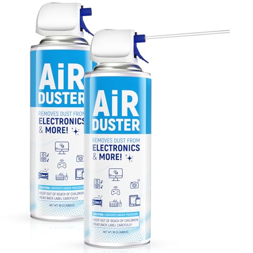 Air Duster Compressed Air Can, Compressed Canned Air Duster for Computer, PC, Disposable Electronic Keyboard Cleaner for Dust Off, 2Pcs(10oz)